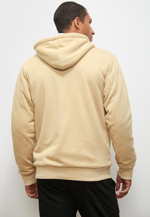 Lark & Crosse - Themba sherpa lined zip through hoodie - stone