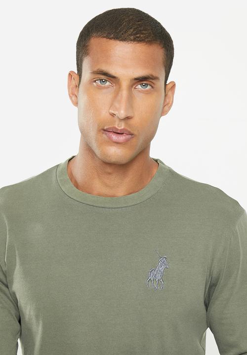 POLO - Mens pjc overdyed printed long sleeve tee - charcoal
