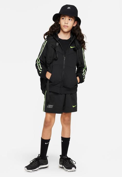 Nike - B nsw repeat sw pk fz hoodie - black/black/volt