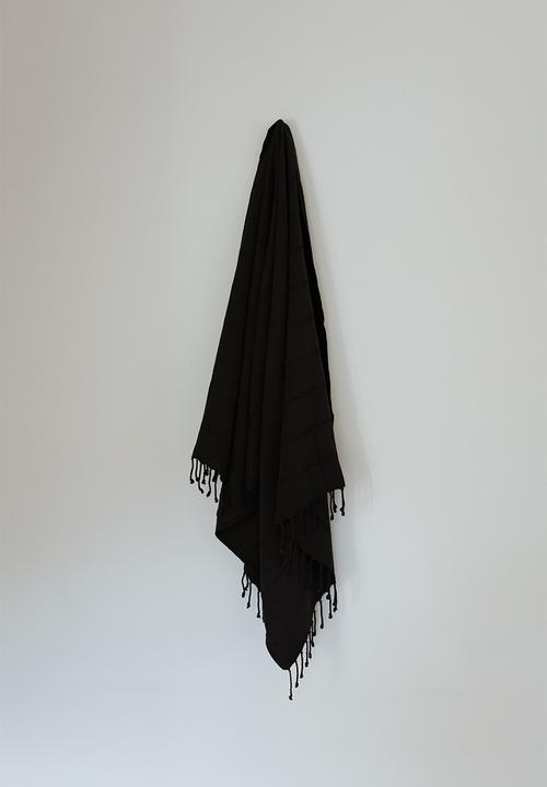Ecru - Stonewashed lightweight towel - black