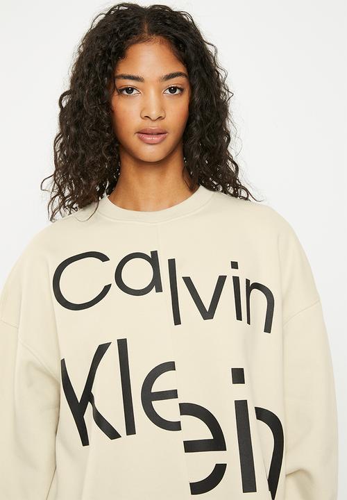 Calvin Klein - Bold disrupted logo sweatshirt - eggshell & black