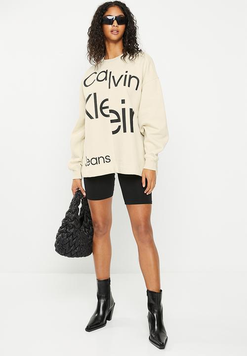 Calvin Klein - Bold disrupted logo sweatshirt - eggshell & black