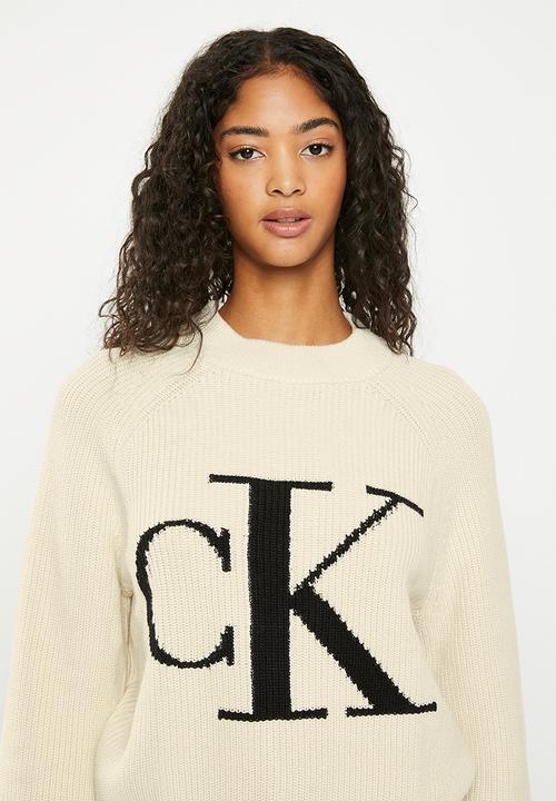 Calvin Klein - Blown up ck high neck - eggshell
