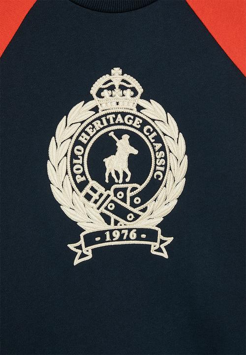 POLO - Boys luke raglan sleeve crested sweater - navy