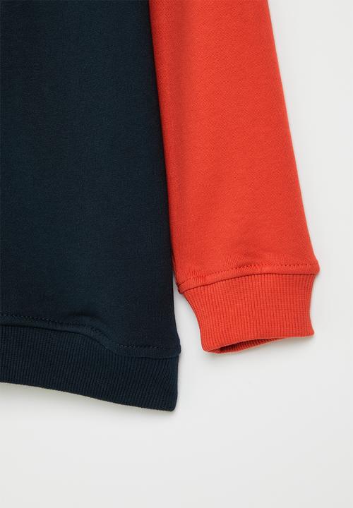 POLO - Boys luke raglan sleeve crested sweater - navy