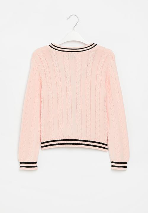 POLO - Girls ashley cable knitted cardigan - pink