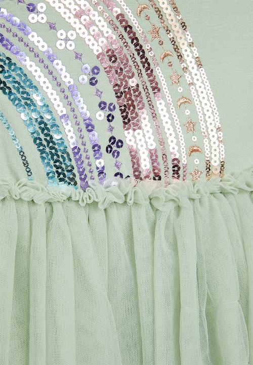 Cotton On - Iris long sleeve dress - stone green/rainbow