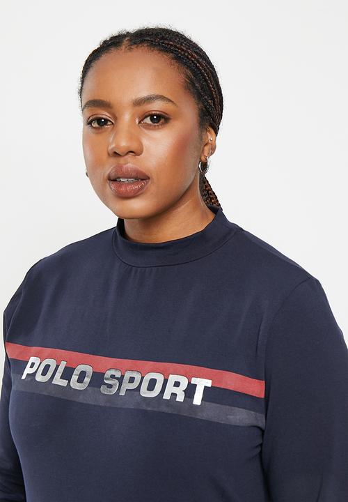 POLO - Plus wmn sport long sleeve dress - navy