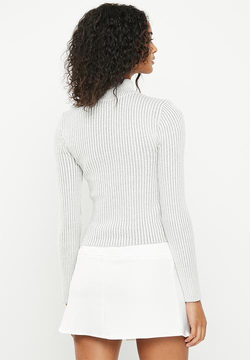 Supré  - Marcie mock neck cardigan - dove grey two tone