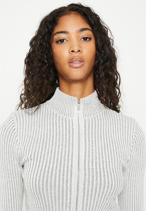 Supré  - Marcie mock neck cardigan - dove grey two tone