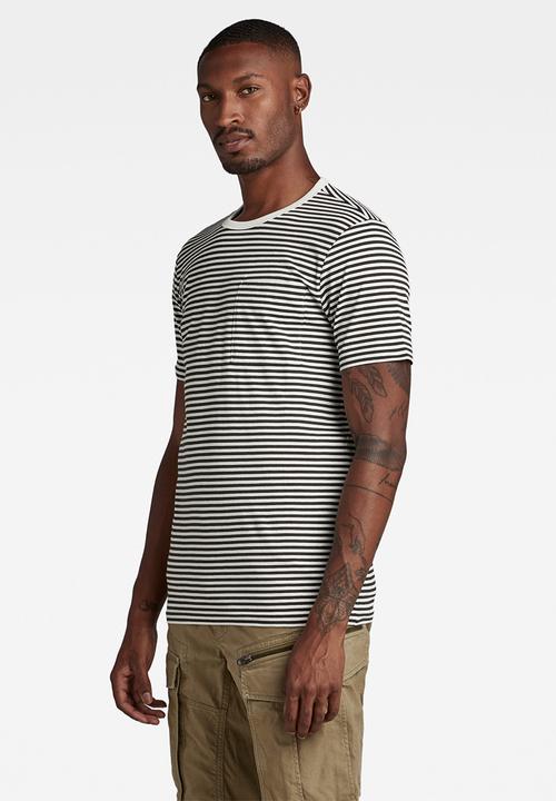 G-STAR - Stripe slim r t - milk/cloack stripe