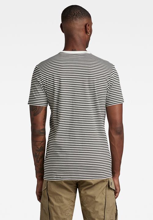 G-STAR - Stripe slim r t - milk/cloack stripe
