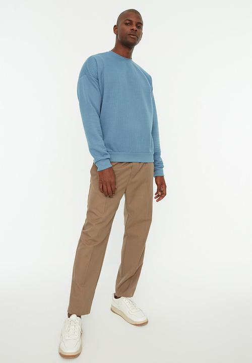Trendyol - Washed essential crew - blue