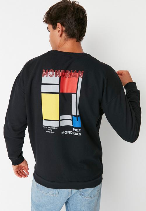 Trendyol - Printed fashion crew sweat - black