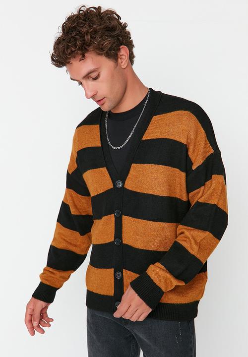 Trendyol - Stripe cardigan - black/orange