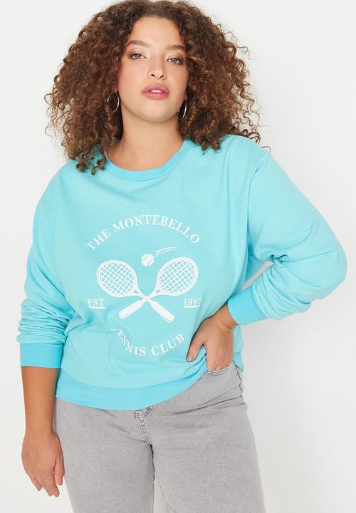 Trendyol - Plus printed thin fleece sweatshirt - mint