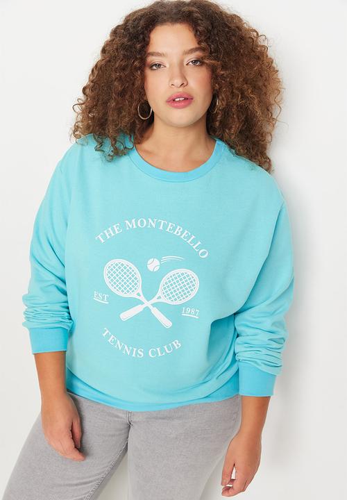 Trendyol - Plus printed thin fleece sweatshirt - mint