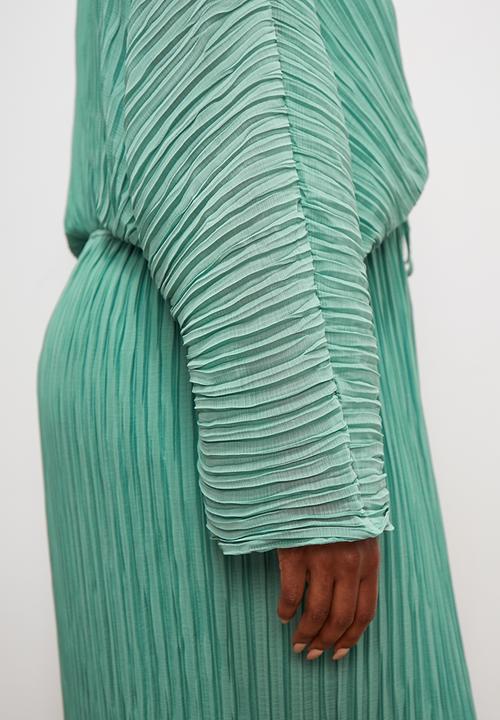 edit - Dolman sleeve pleated midi dress - bottle green