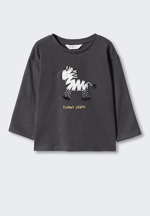 MANGO - T-shirt zebra - charcoal