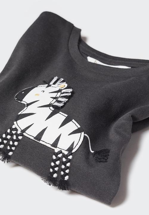 MANGO - T-shirt zebra - charcoal