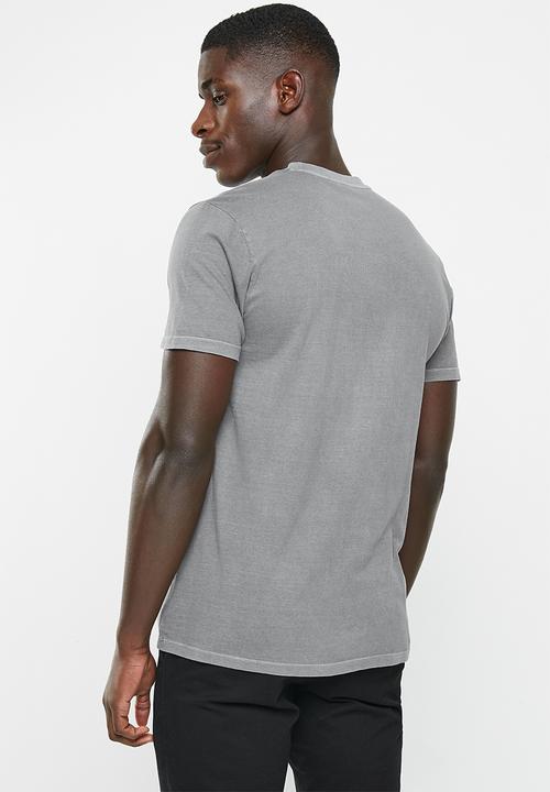 POLO - Mens pjc overdyed printed short sleeve tee - charcoal