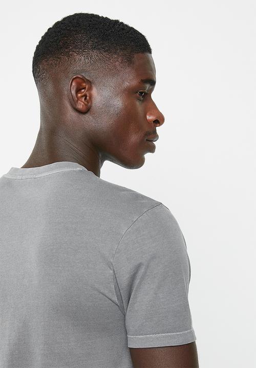 POLO - Mens pjc overdyed printed short sleeve tee - charcoal