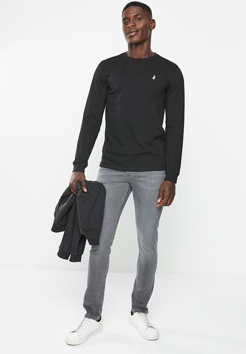 POLO - Mens crew neck long sleeve tee - black
