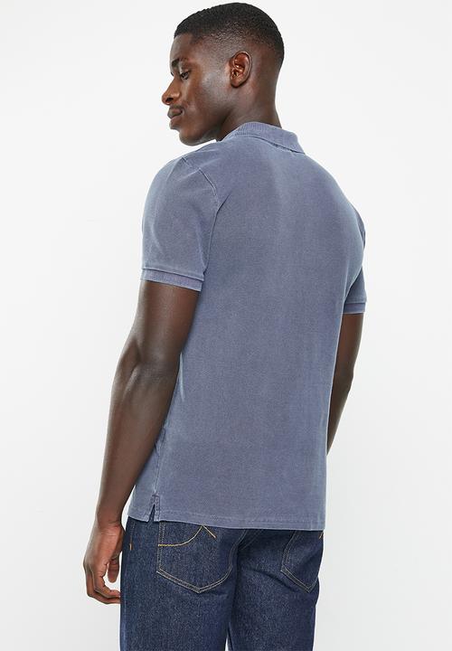 POLO - Mens pjc overdyed short sleeve golfer - blue