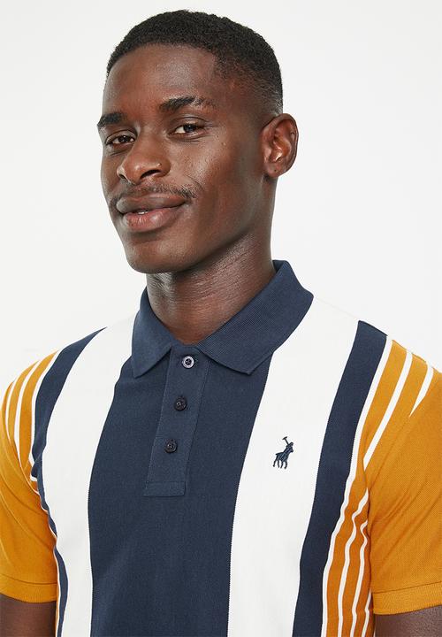POLO - Mens vertical stripe short sleeve golfer - multi 