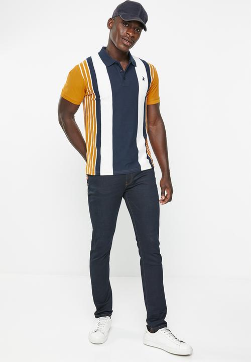 POLO - Mens vertical stripe short sleeve golfer - multi 