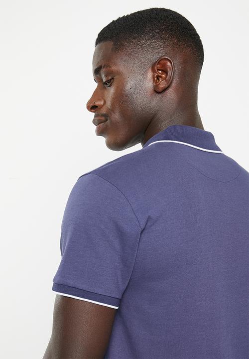 POLO - Mens printed placket short sleeve golfer - blue
