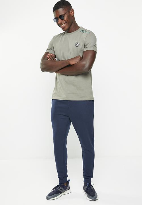 POLO - Men sport short sleeve shoulder print tee - charcoal