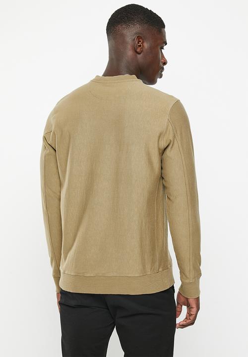 POLO - Mens overdyed shield sweater - taupe