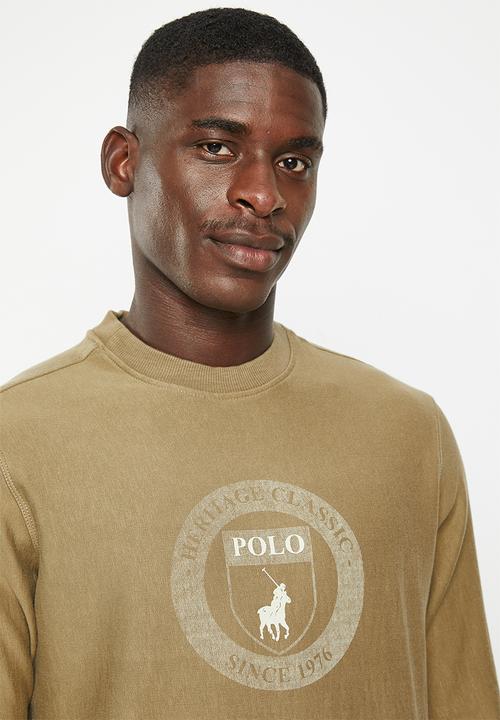 POLO - Mens overdyed shield sweater - taupe