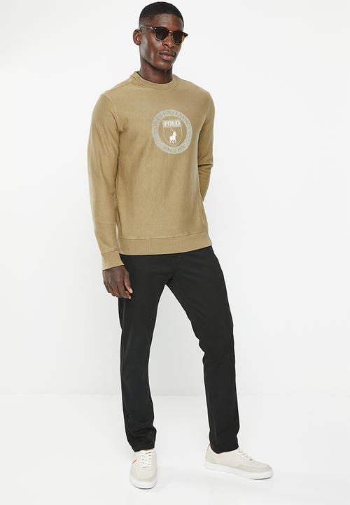 POLO - Mens overdyed shield sweater - taupe