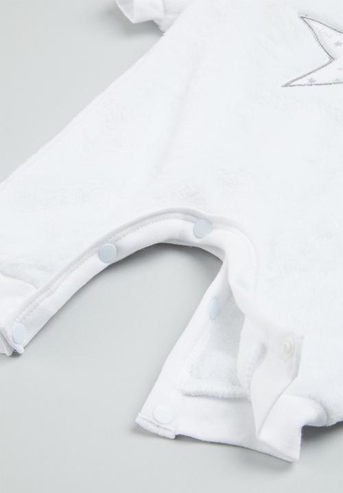 Little Lumps - Fluffy star babygro - white