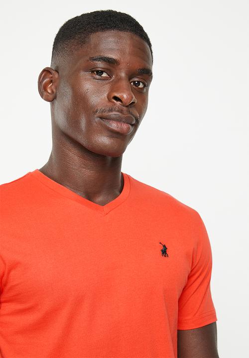 POLO - Mens v neck short sleeve tee - red