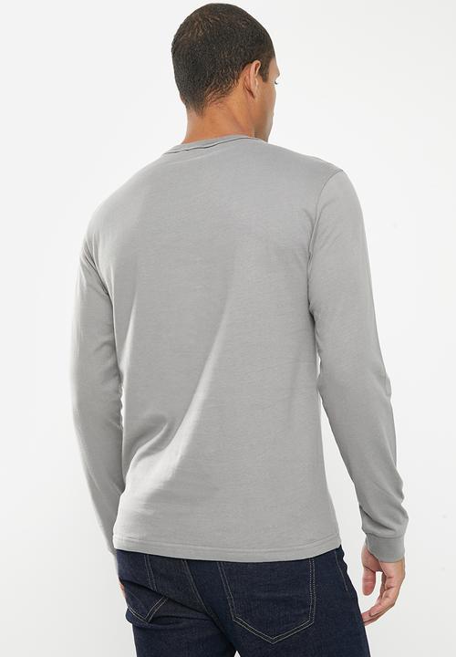 POLO - Mens logo embroidery long sleeve tee - charcoal