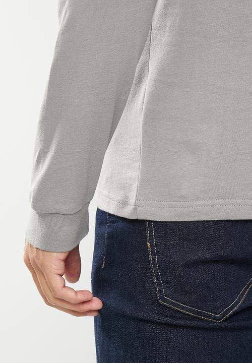 POLO - Mens logo embroidery long sleeve tee - charcoal