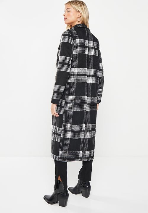 Me&B - Wool blend check coat - black & white