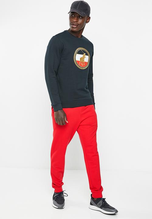 POLO - Mens crest logo jogger - red