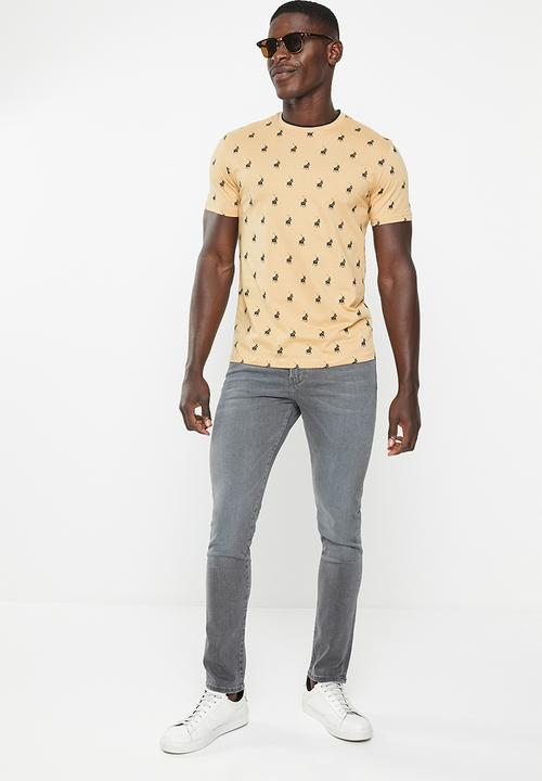 POLO - Mens monogram short sleeve tee - stone