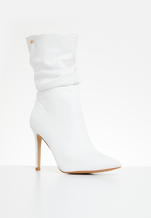 Miss Black - Boss 3 ruched boot - white