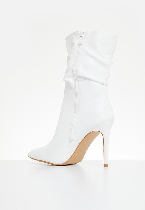 Miss Black - Boss 3 ruched boot - white