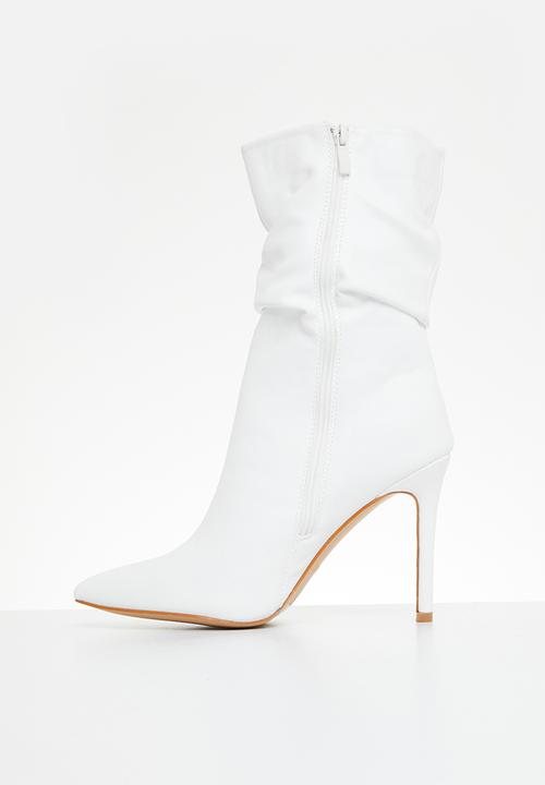 Miss Black - Boss 3 ruched boot - white