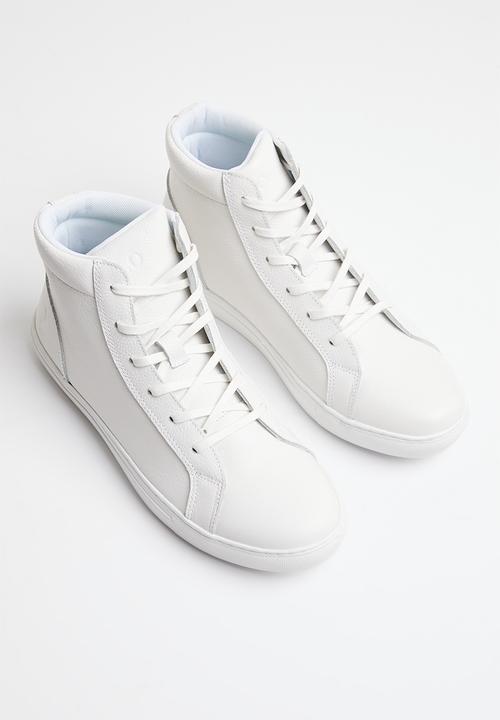 POLO - Basic high top leather sneaker - white