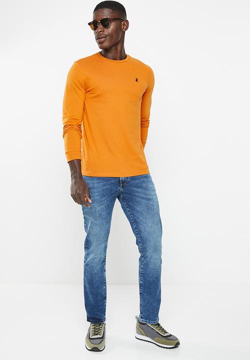 POLO - Mens crew neck long sleeve tee - rust
