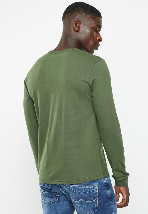 POLO - Mens logo embroidery long sleeve tee - green