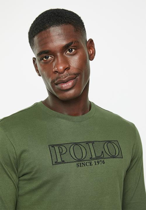 POLO - Mens logo embroidery long sleeve tee - green