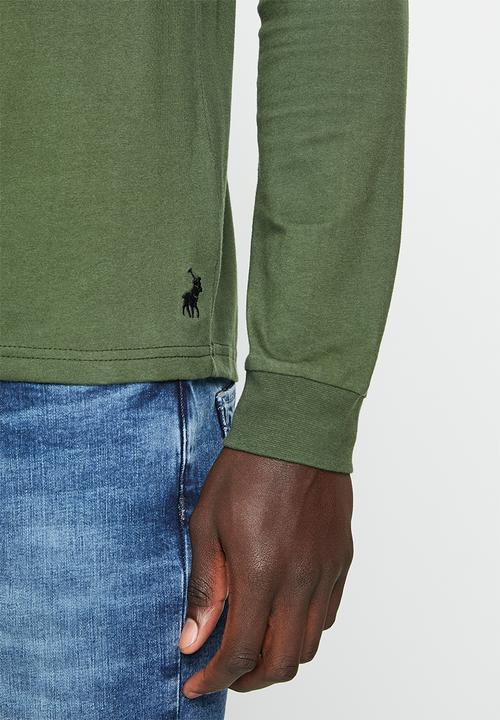 POLO - Mens logo embroidery long sleeve tee - green
